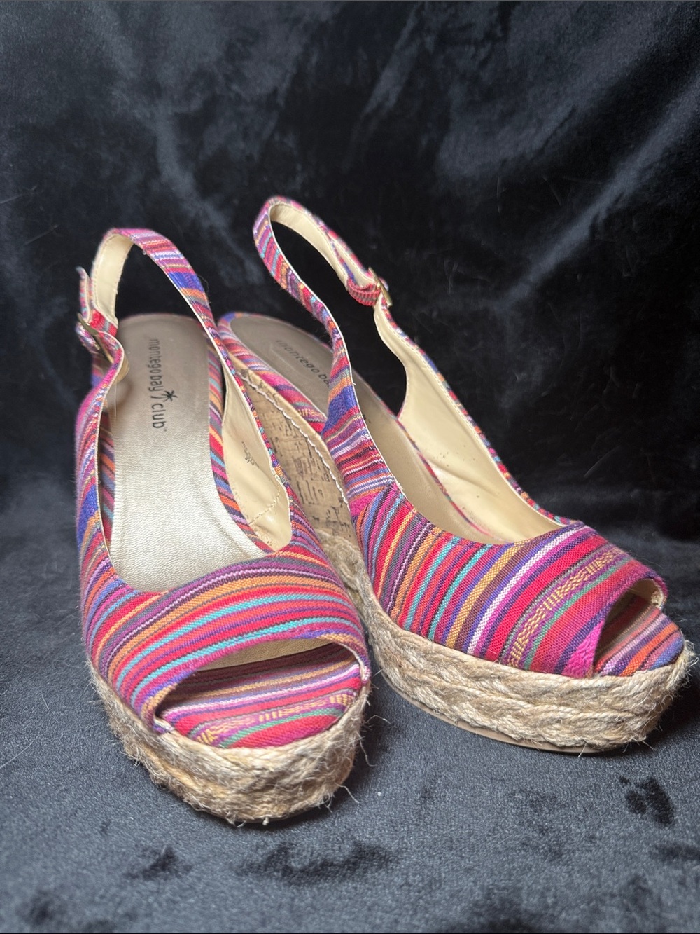Colorful Serape Espadrille Wedge Sandals Size 10 Cruise Resort Chic